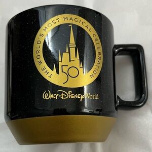 NWOT Starbucks + Disney Parks Black and Gold 50th Anniversary Coffee Tea Mug